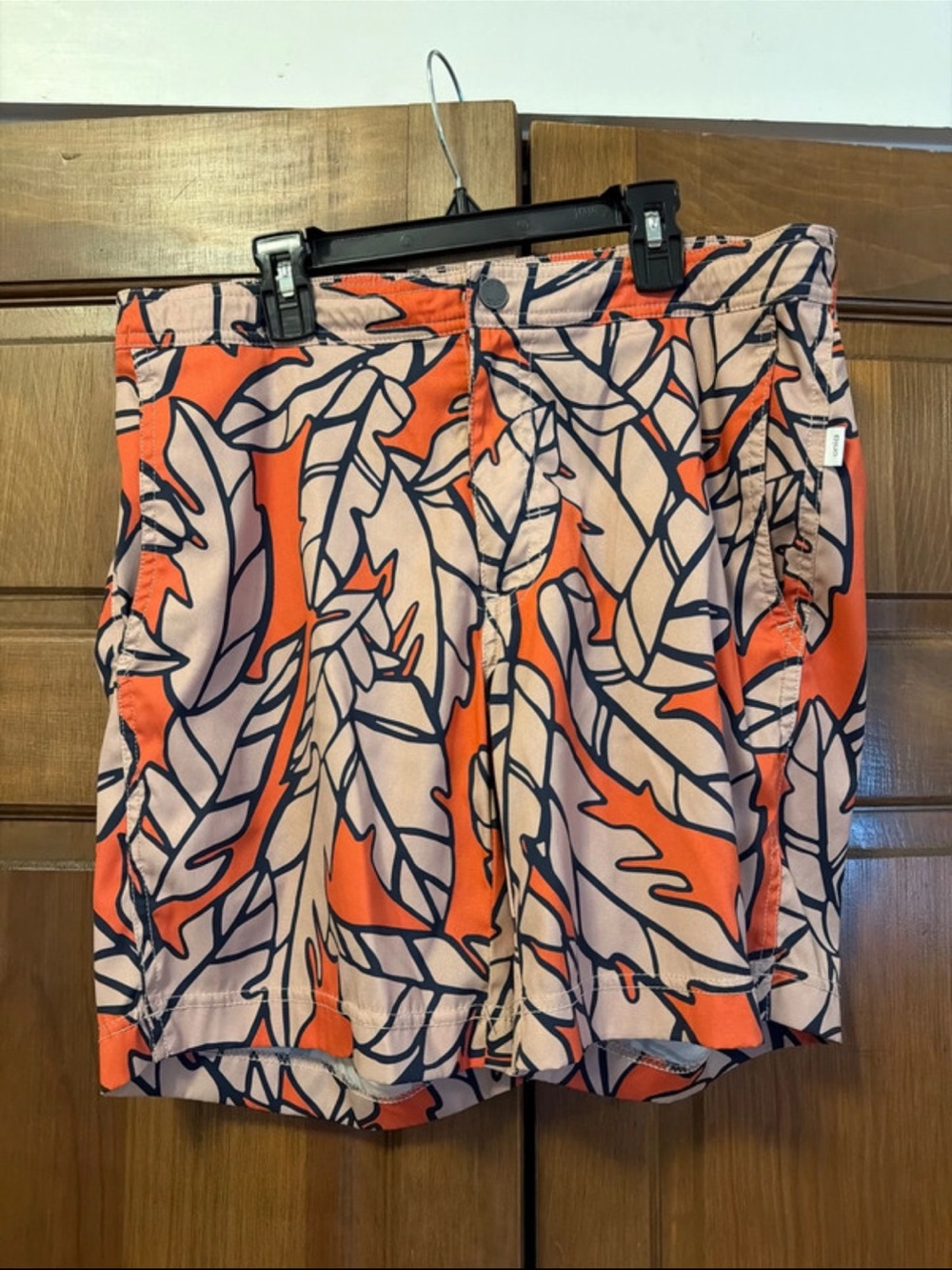 Men’s Onia Orange and Cream Printed Swim Shorts Medium